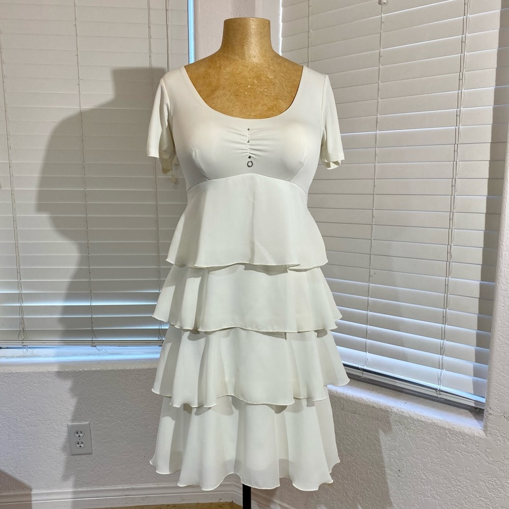 BLUE DAZUR France white silk dress rushing M